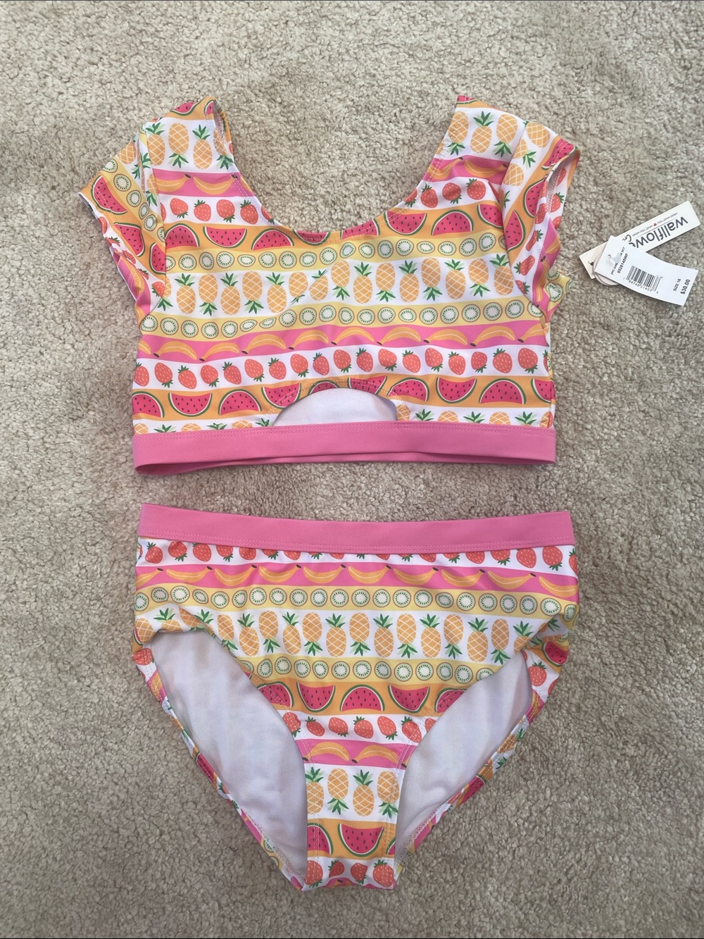 Wallflower Pink Fruit-Print Two-Piece Swim Set
